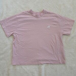 Adidas Women's Essentials Logo Crop Top Cotton Size XL Pink 100% Cotton‎